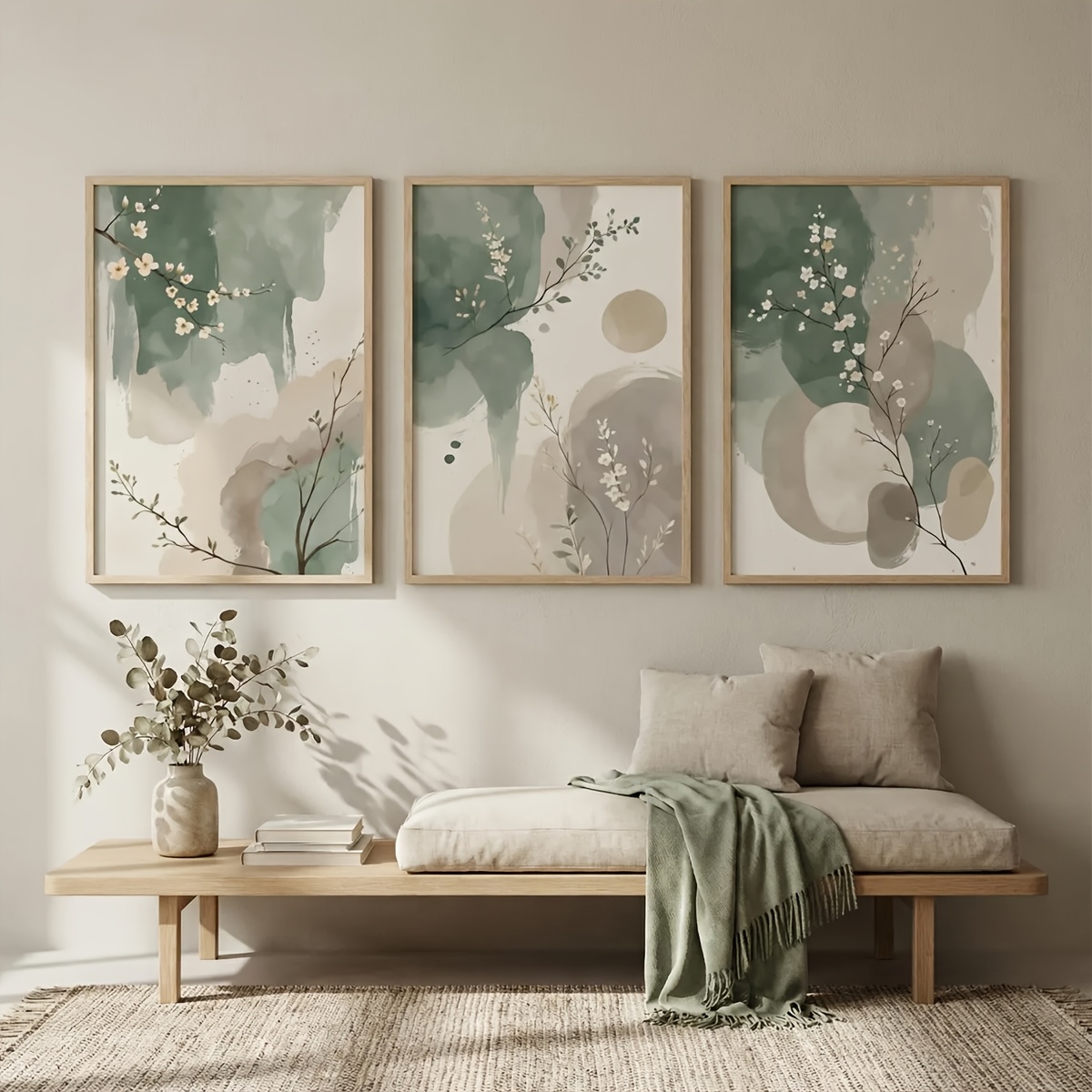 Home Decor Unique Items - 3pcs Japanese-Style Plant Canvas Wall Art