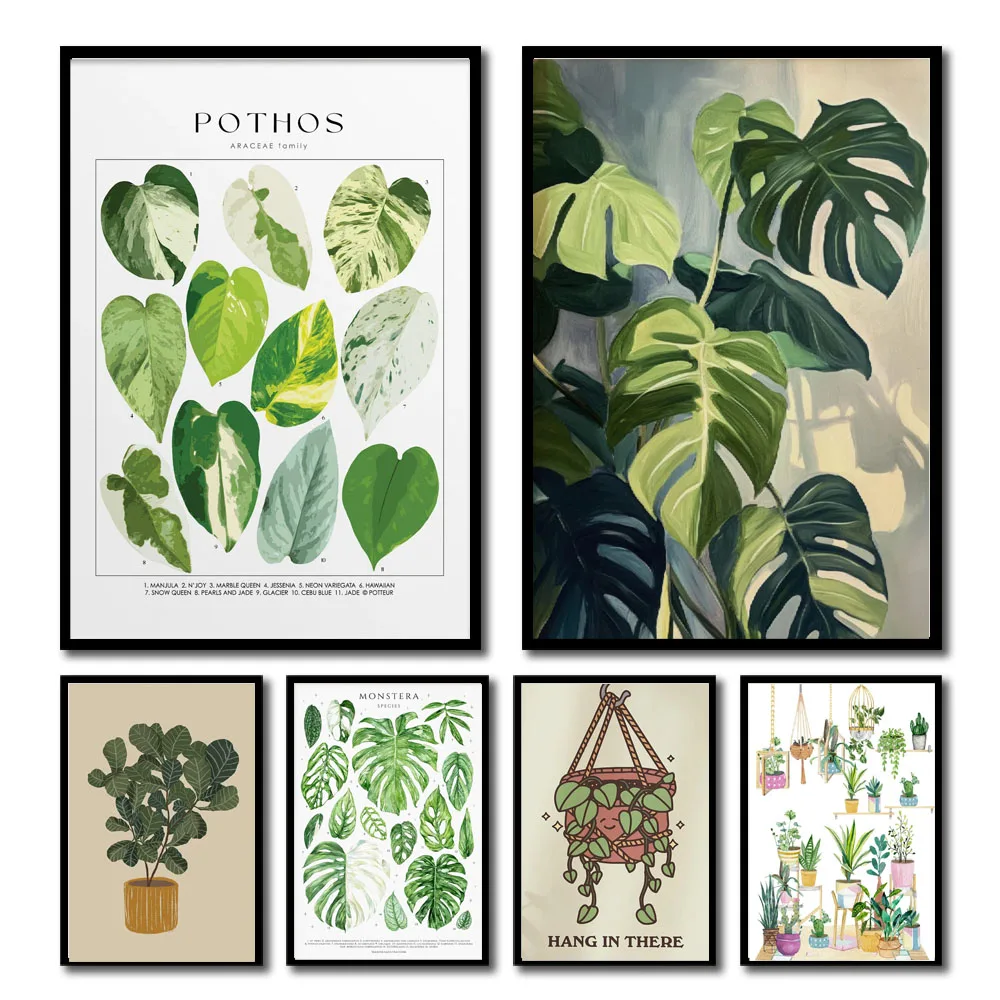 Home Decor Design Interior - 1pc Modern Houseplants Leaves Canvas Wall