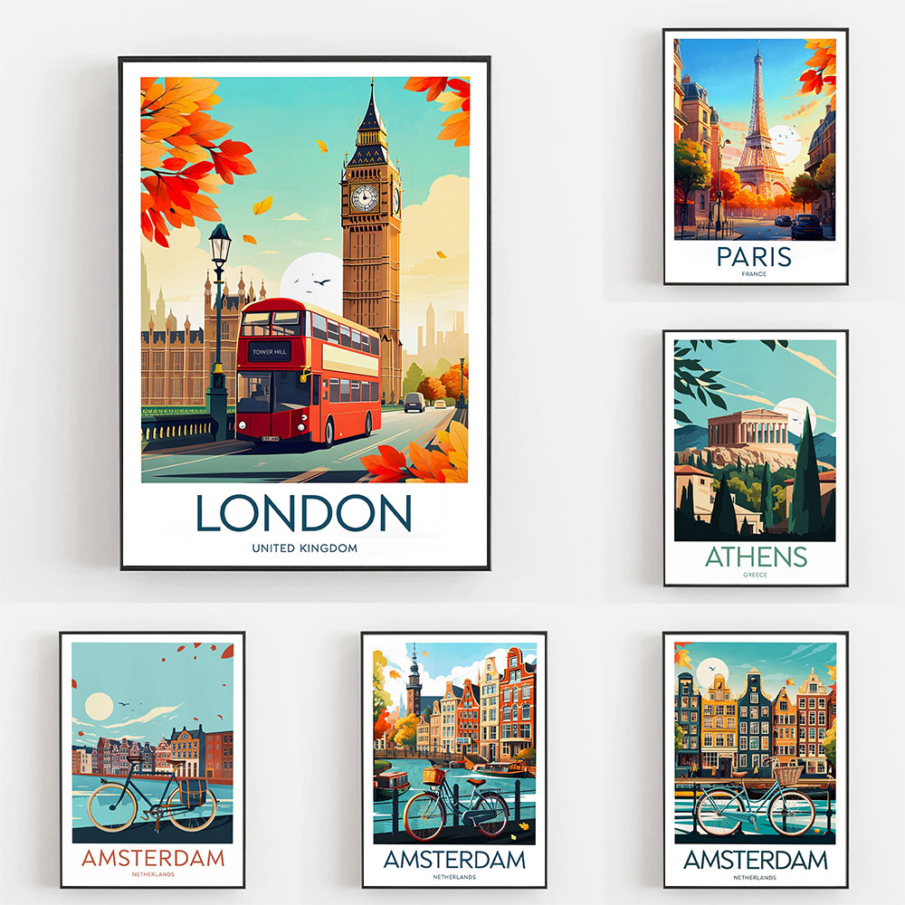Home Decor Netherlands - Amsterdam Travel Prints Netherlands London UK