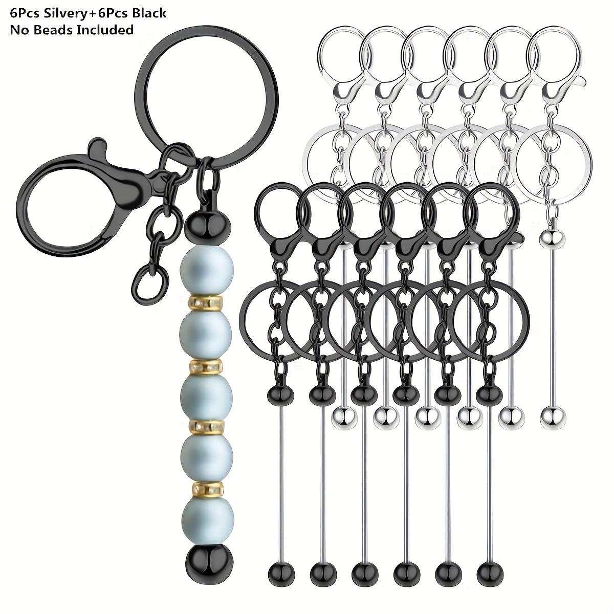 Home Decor Kit - 12pcs Economical Delicate Blank Keychain Bead