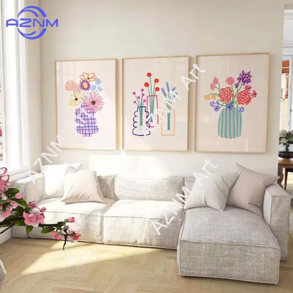 Home Decor Unique Items - 1/3pcs Abstract Flower Vase Pastel Floral