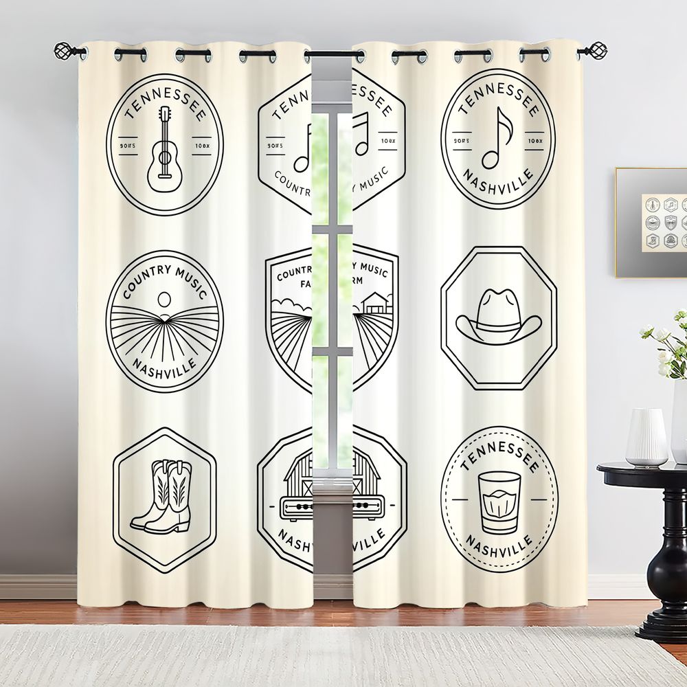 Home Decor Curtains - Tennessee Country Music Theme Curtains, Nashville