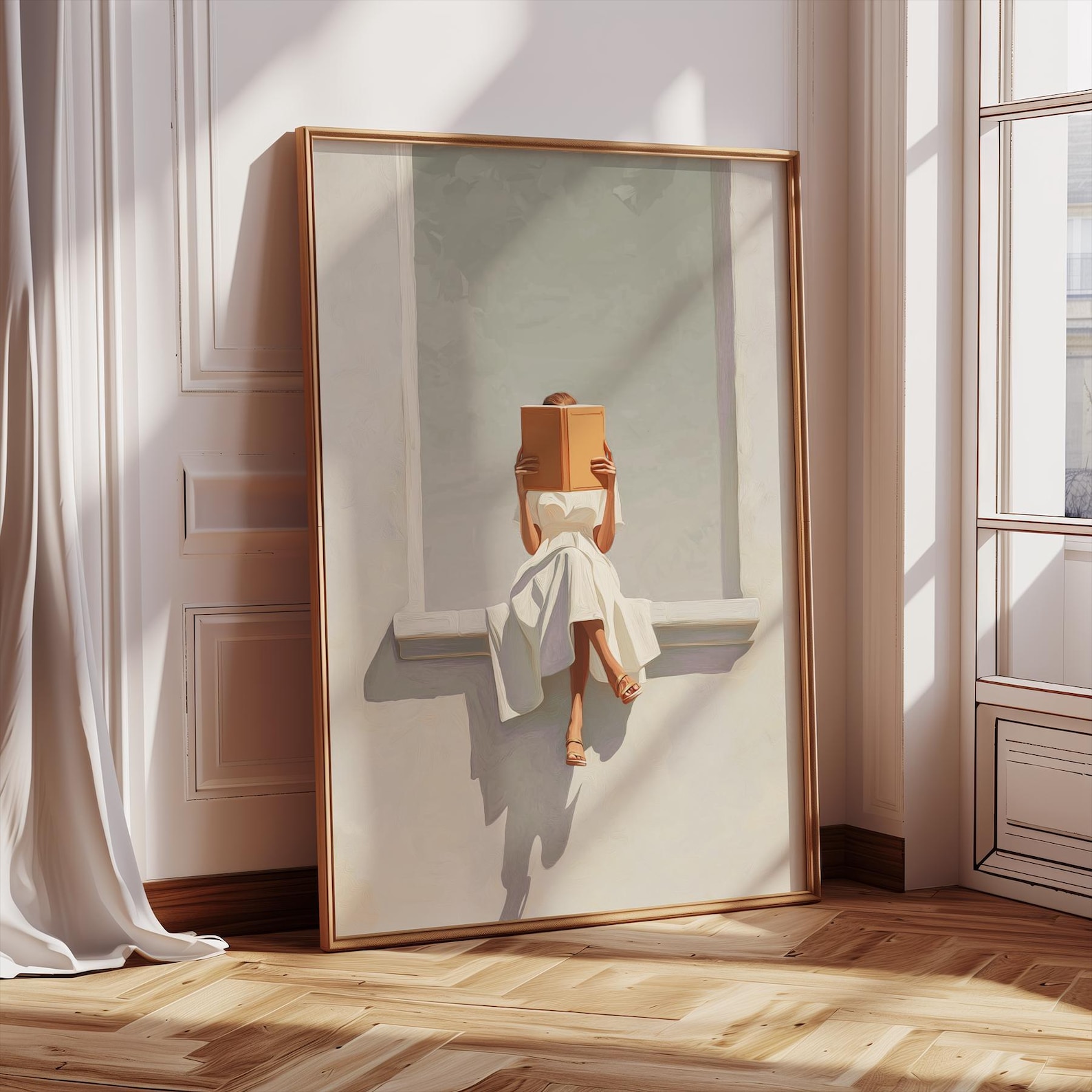Home Decor Design Interior - Modern Abstract Woman Reading Canvas Wall