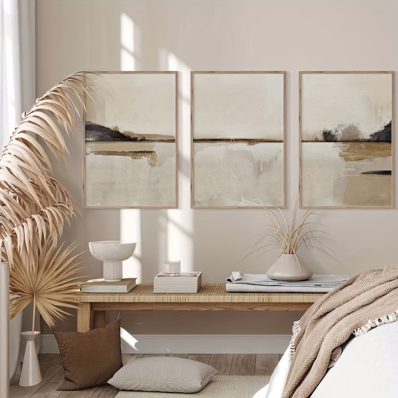 Home Decor Kit - 3pcs/set Neutral Abstract Geometric Canvas Prints