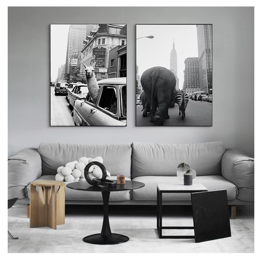 Home Decor New York - Canvas Poster Painting Zoo Animals Elephant