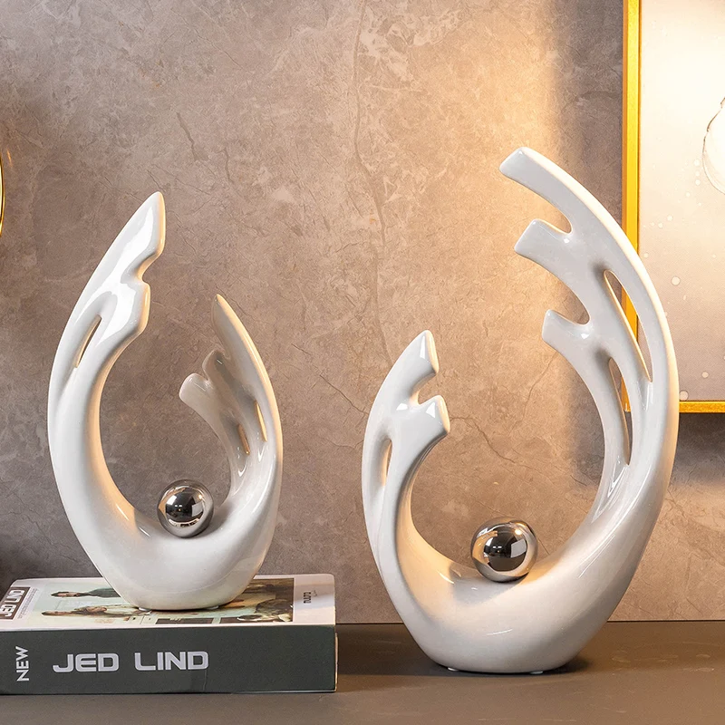 Home Decor Modern Organic - Simplicity White Ceramic Shaped Hollow Decorative