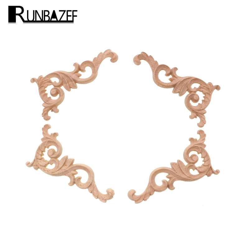 Home Decor Modern Organic - RUNBAZEF Real Wood Corner Flower Carved