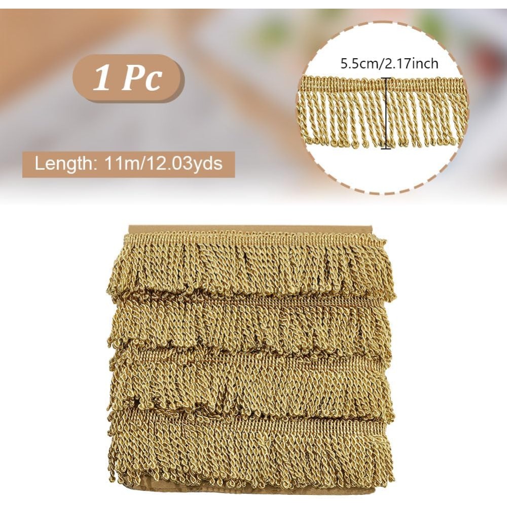 Home Decor Curtains - 12 Yardsx2.2Inch Fringe Trim Chainette Sewing