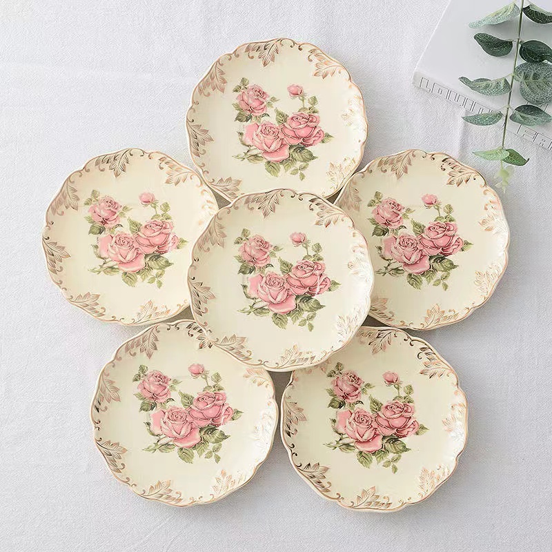 Ceramic Trinket Dish - Rose Flower Hand Painted Coffee Cup
