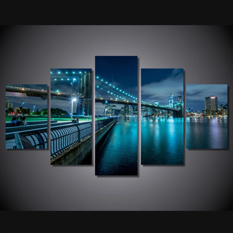 Home Decor New York - No Framed 5Pcs Landscape New York
