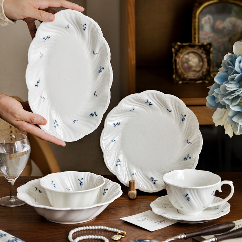 Ceramic Trinket Dish - Ceramic Plate Blue Floral Coffee Cup