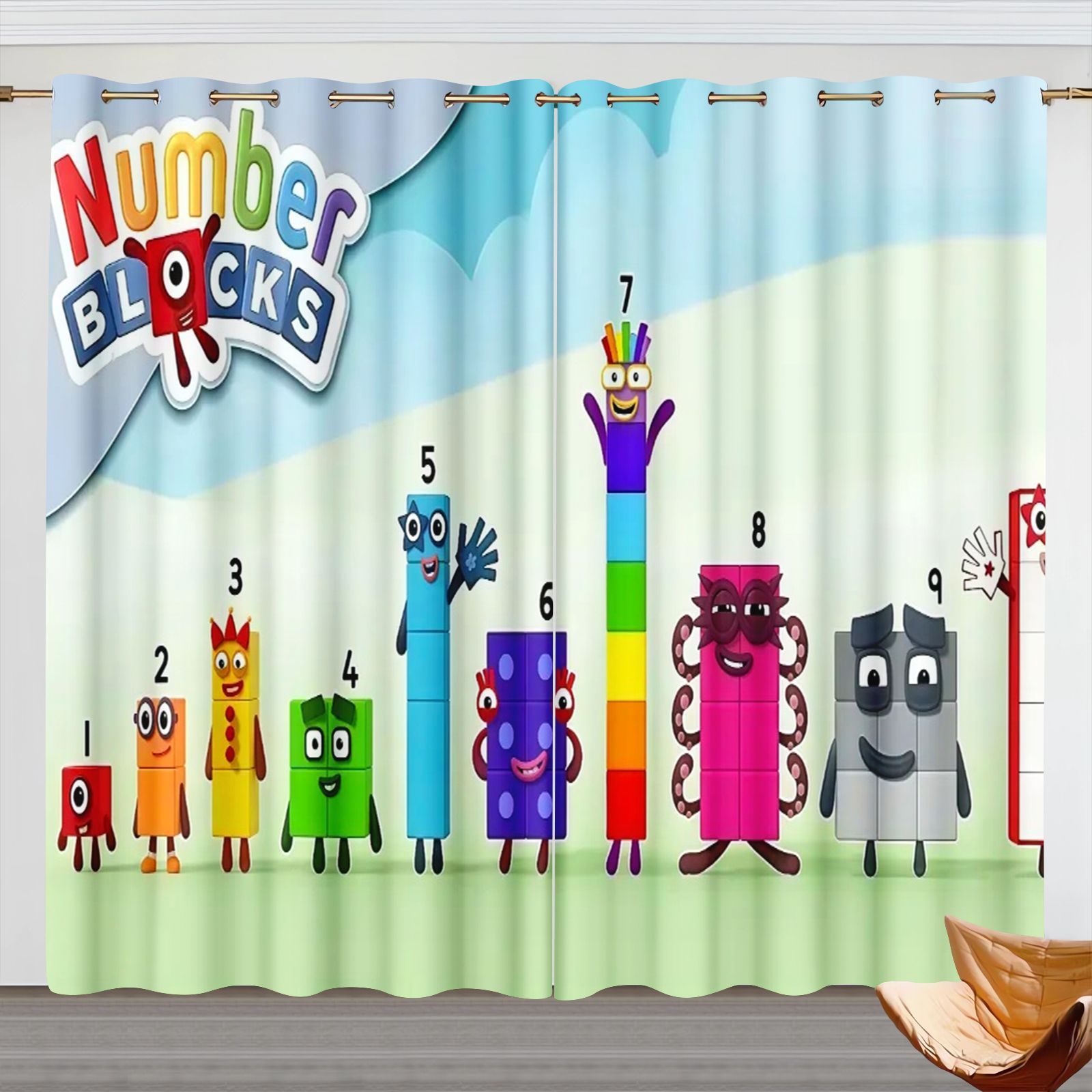 Home Decor Curtains - Numberblocks Cartoon Curtains, Kids Room Blackout
