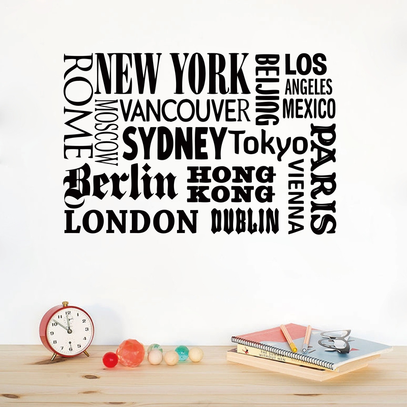 Home Decor New York - New York London Paris Quote wall