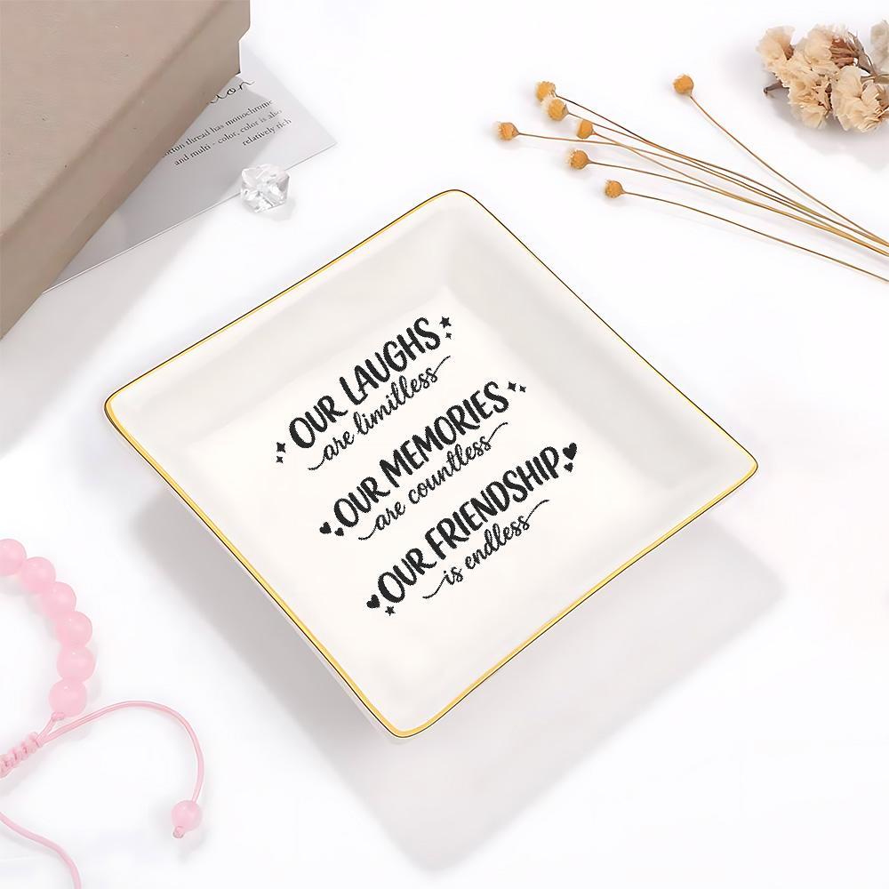 Ceramic Trinket Dish - Jewelry Stand Friendship Quote Heart &