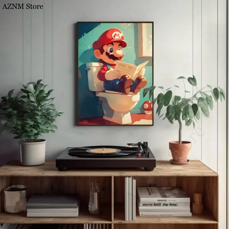Funny Bathroom Cartoon Video G - огляд і ціна Watercolor Poster Print