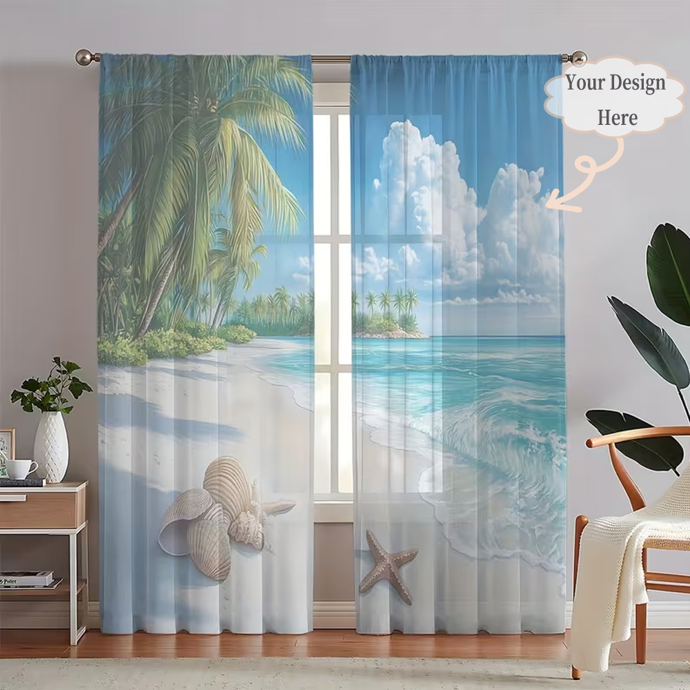 Custom 2D Flat 2pcs Sheer Curt - огляд і ціна Home Decor Curtains