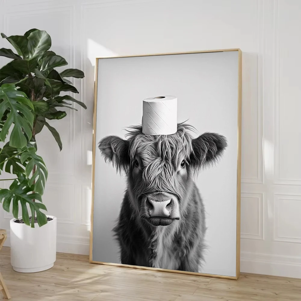 Highland Cow Otter Cat  Raccoo - огляд і ціна Watercolor Poster Print