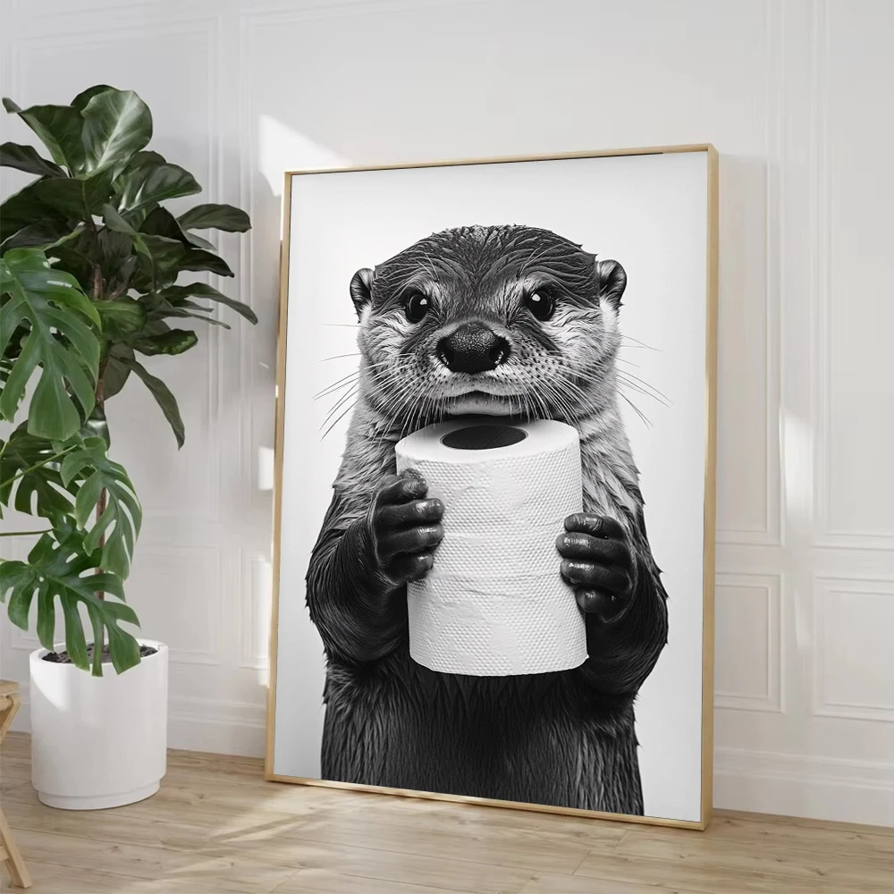 Highland Cow Otter Cat  Raccoo - огляд і ціна Watercolor Poster Print