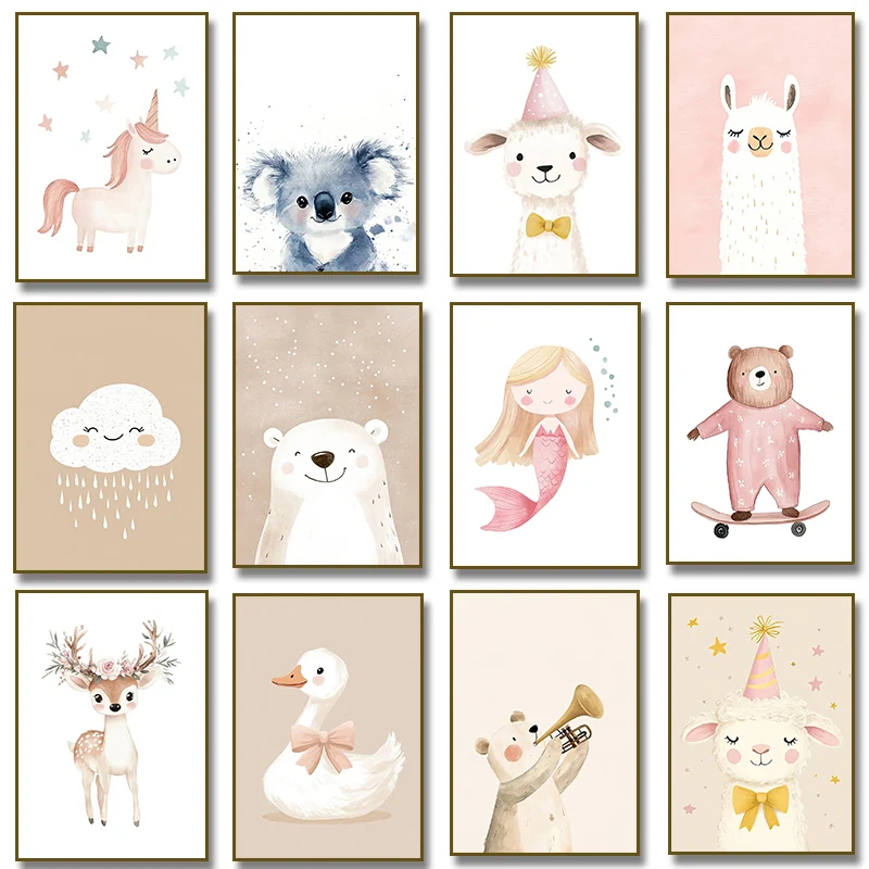 Cute Watercolor Unicorn Mermai - огляд і ціна Watercolor Poster Print