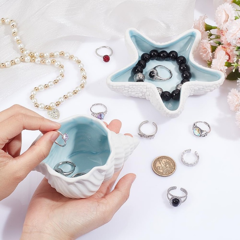 2 Pcs Ceramic Jewelry Tray Con - огляд і ціна Ceramic Trinket Dish