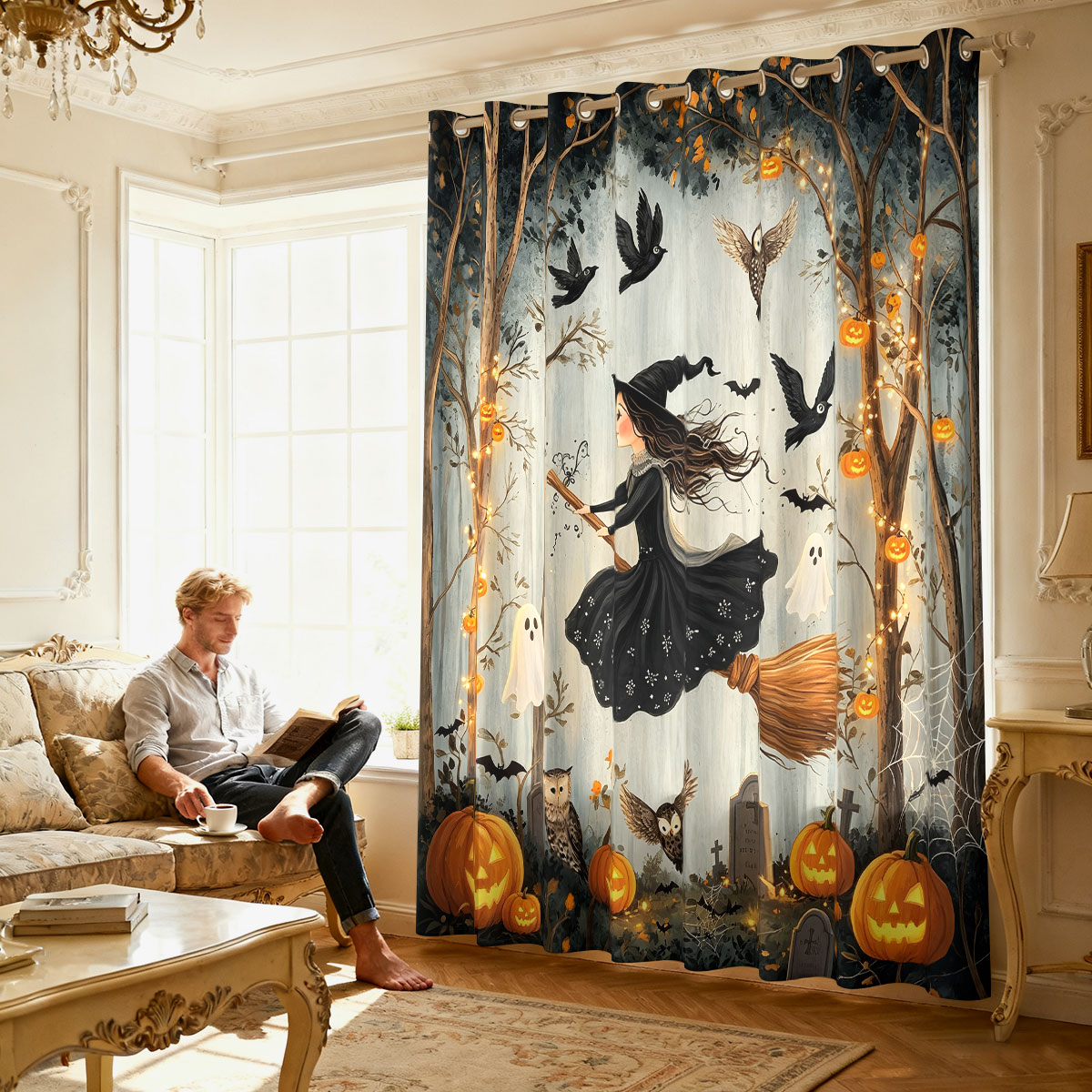 1PC Halloween Witch Pumpkin Gh - огляд і ціна Home Decor Curtains