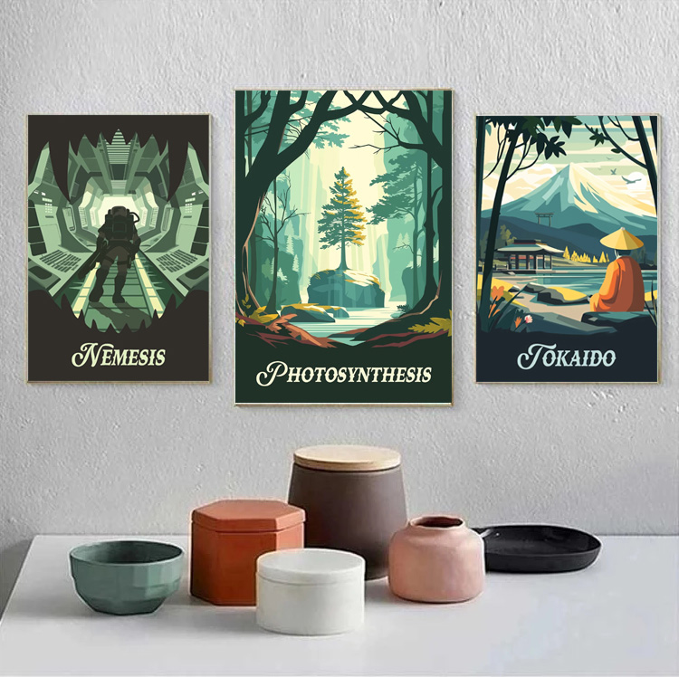 Cartoon Abstract Game Scene La - огляд і ціна Watercolor Poster Print