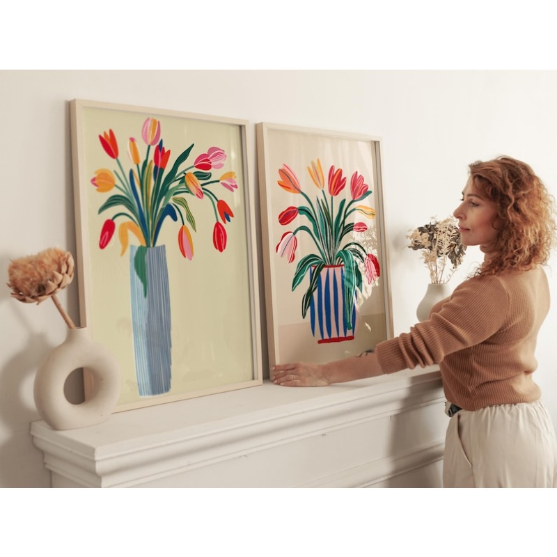 2pcs Tulip Flowers Canvas Wall - огляд і ціна Home Decor Design Interior